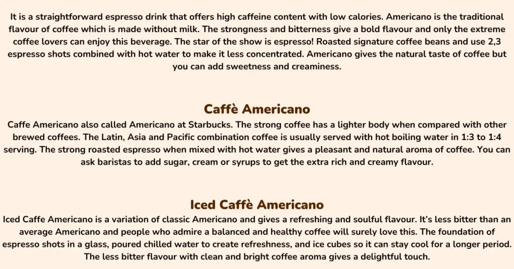 Starbucks Espresso Drinks Menu 2026 | UK Prices & List 3 Americano