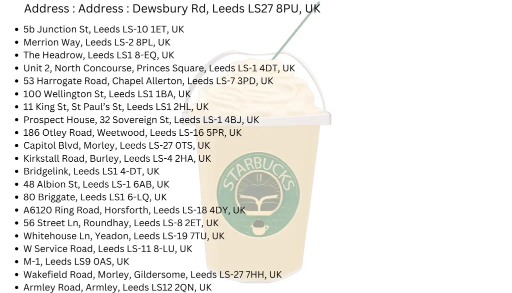 Starbucks leeds menu