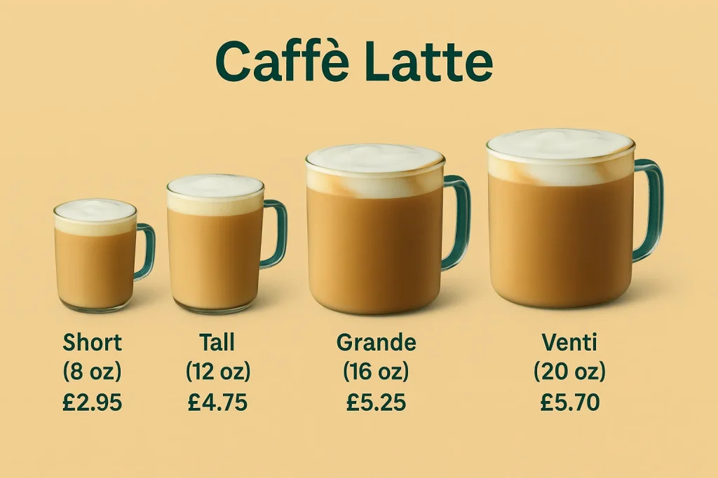 Starbucks Caffe latte price UK 2 Caaffe Latte Prices
