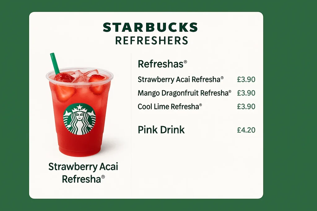 Starbucks Menu Prices UK 2026 3 Starbucks Refresha Drink