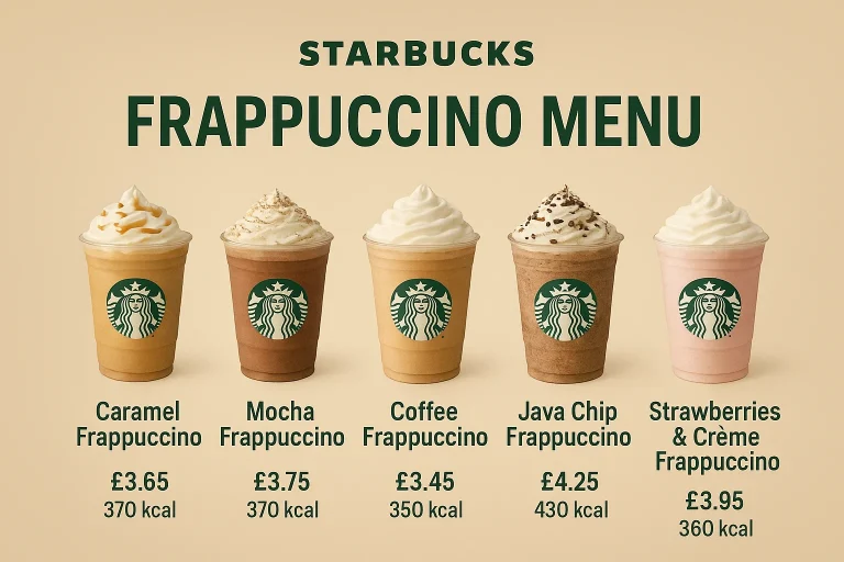 Starbucks Frappuccino Menu Prices UK